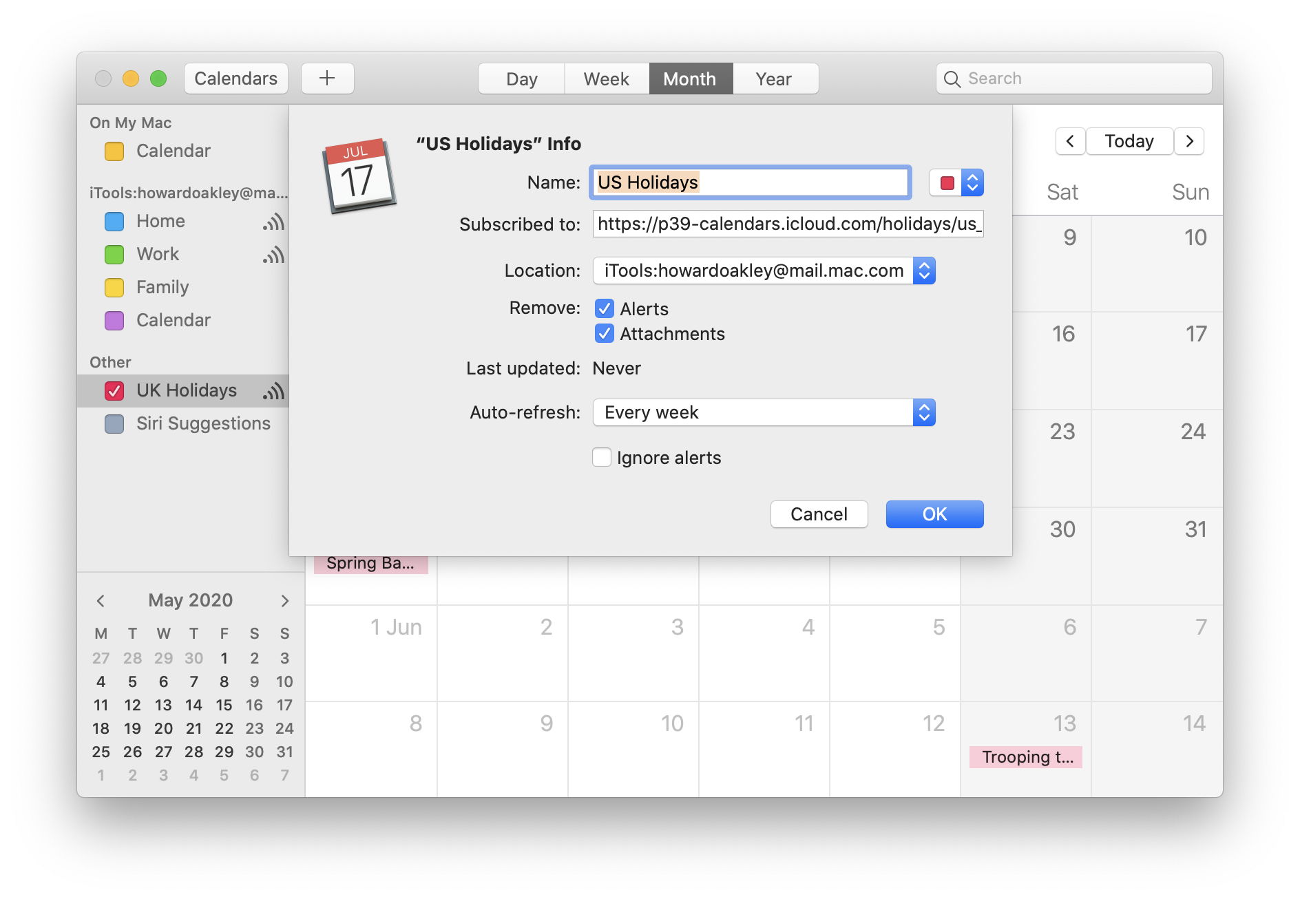 international holidays calendar for mac